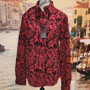 Men's Red and Black Dress Shirt